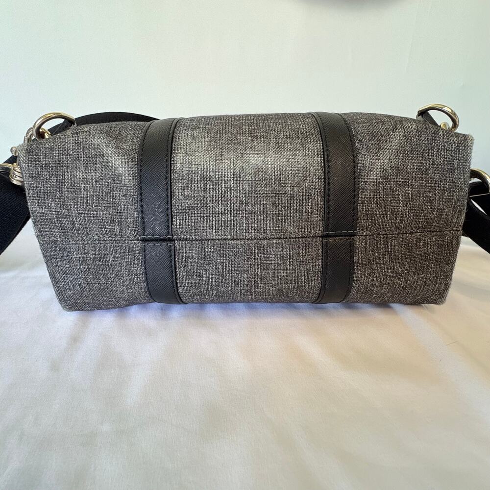 Henry Bendel Jetsetter Convertible Backpack Gray Canvas & Black Leather Trim - Picture 5 of 16